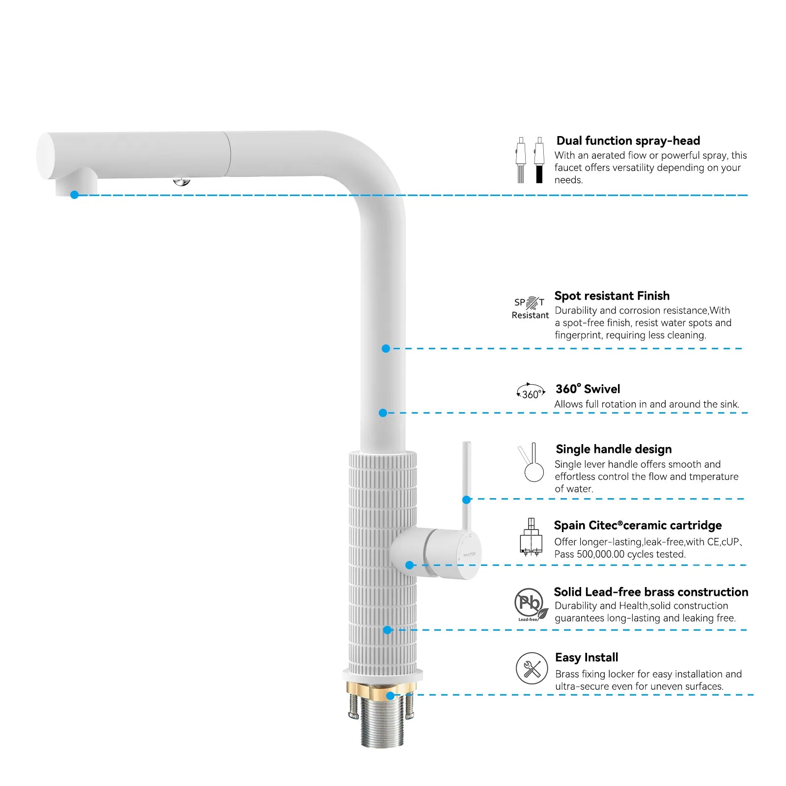 Knurled Pull-Out Kitchen Faucet – Dual-Function Spray – KFB1058A