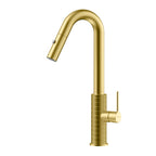 Knurled Pull-Down Kitchen Faucet – Dual-Function Spray – KFB1058B Brushed Gold