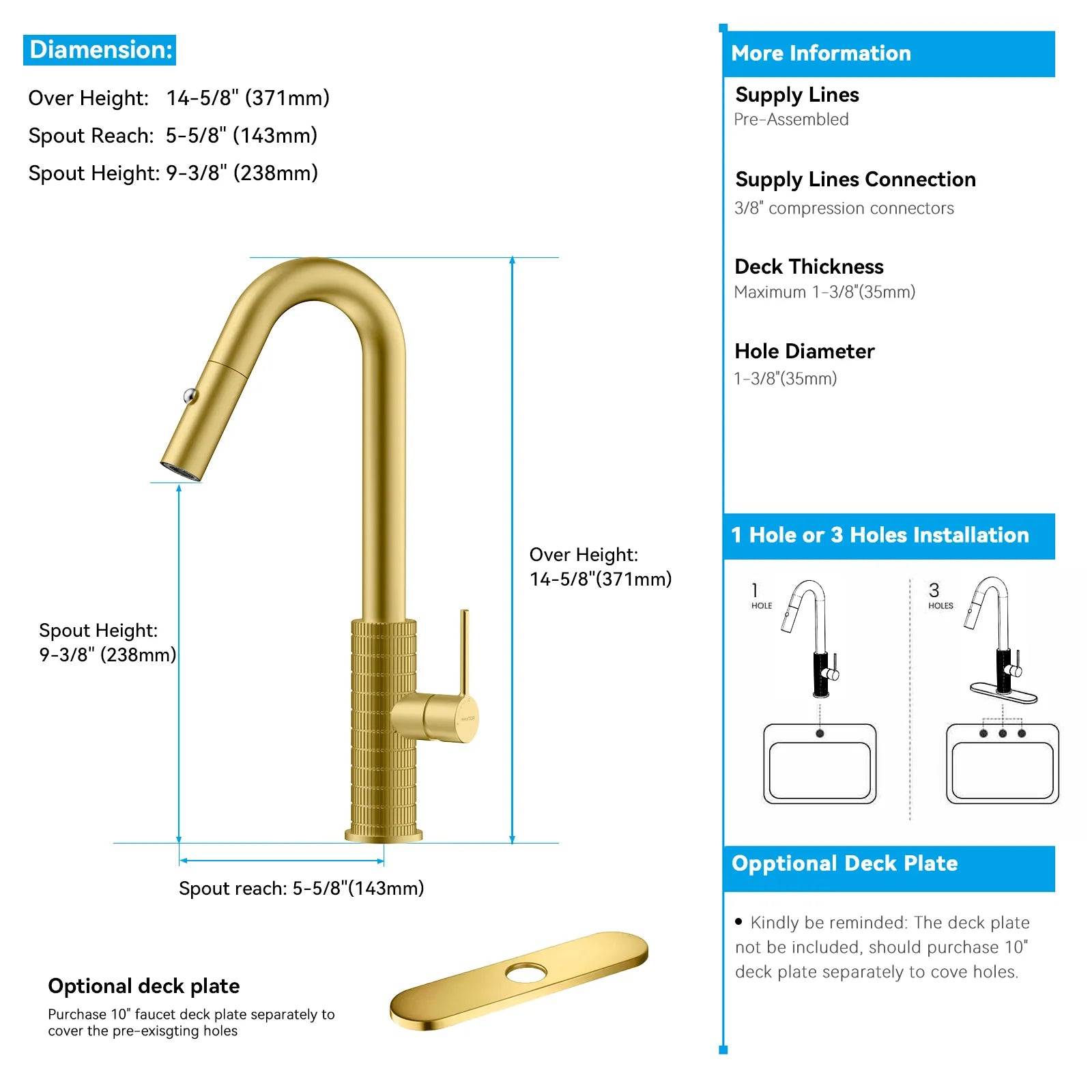 Knurled Pull-Down Kitchen Faucet – Dual-Function Spray – KFB1058B