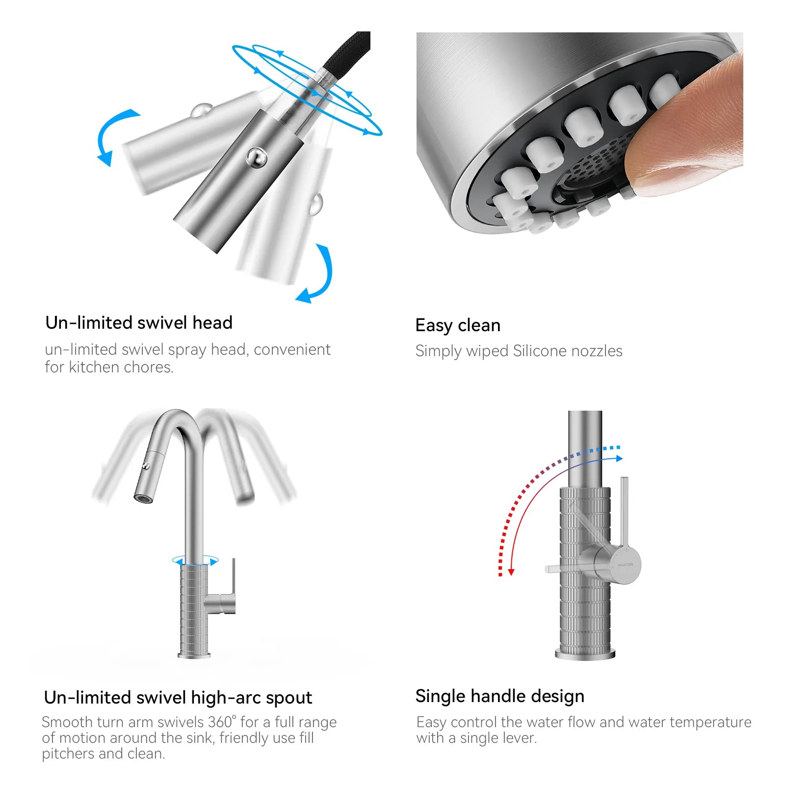 Knurled Pull-Down Kitchen Faucet – Dual-Function Spray – KFB1058B