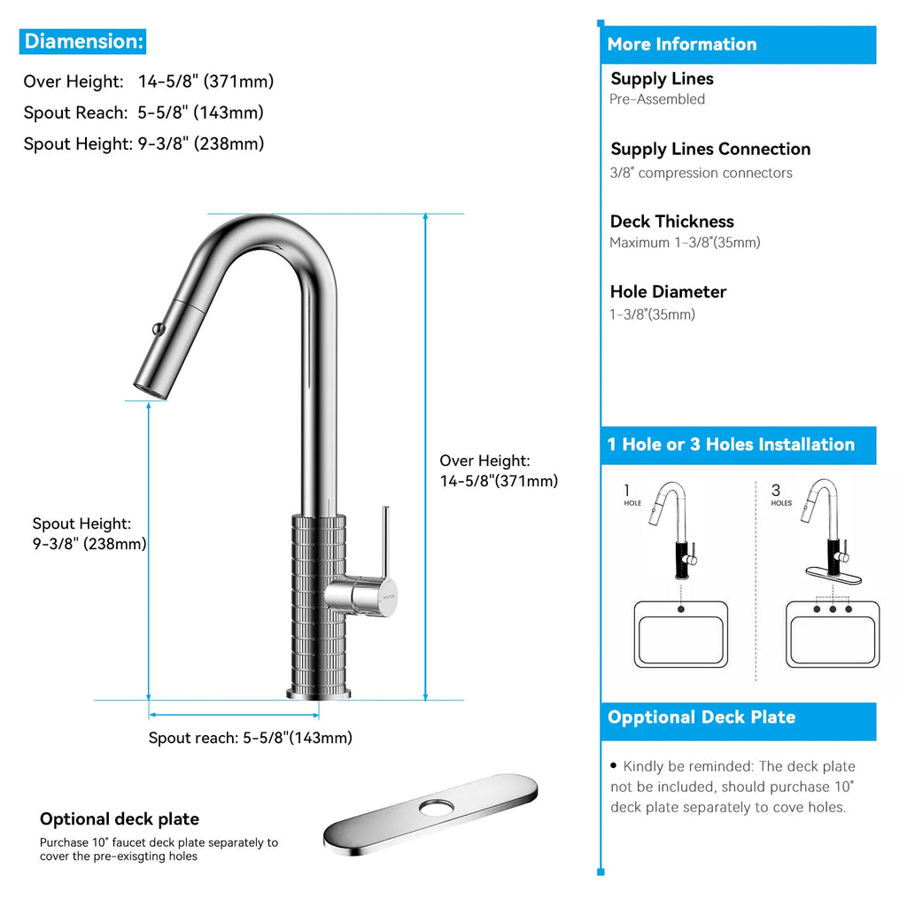 Knurled Pull-Down Kitchen Faucet – Dual-Function Spray – KFB1058B