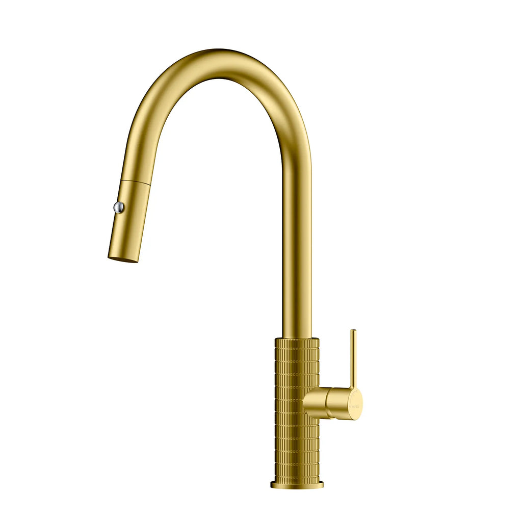 Knurled Pull-Down Kitchen Faucet – Dual-Function Spray – KFB1058 Brushed Gold