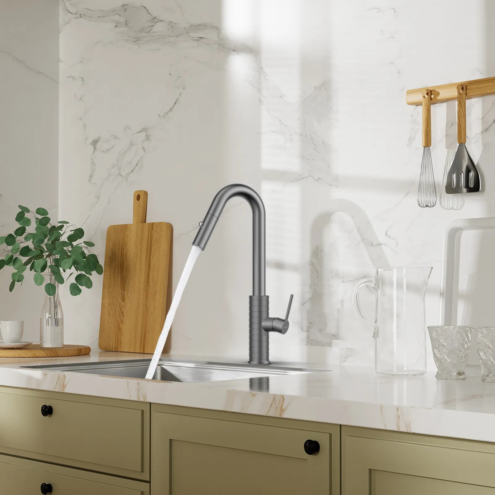 Knurled Pull-Down Kitchen Faucet – Dual-Function Spray – KFB1058B