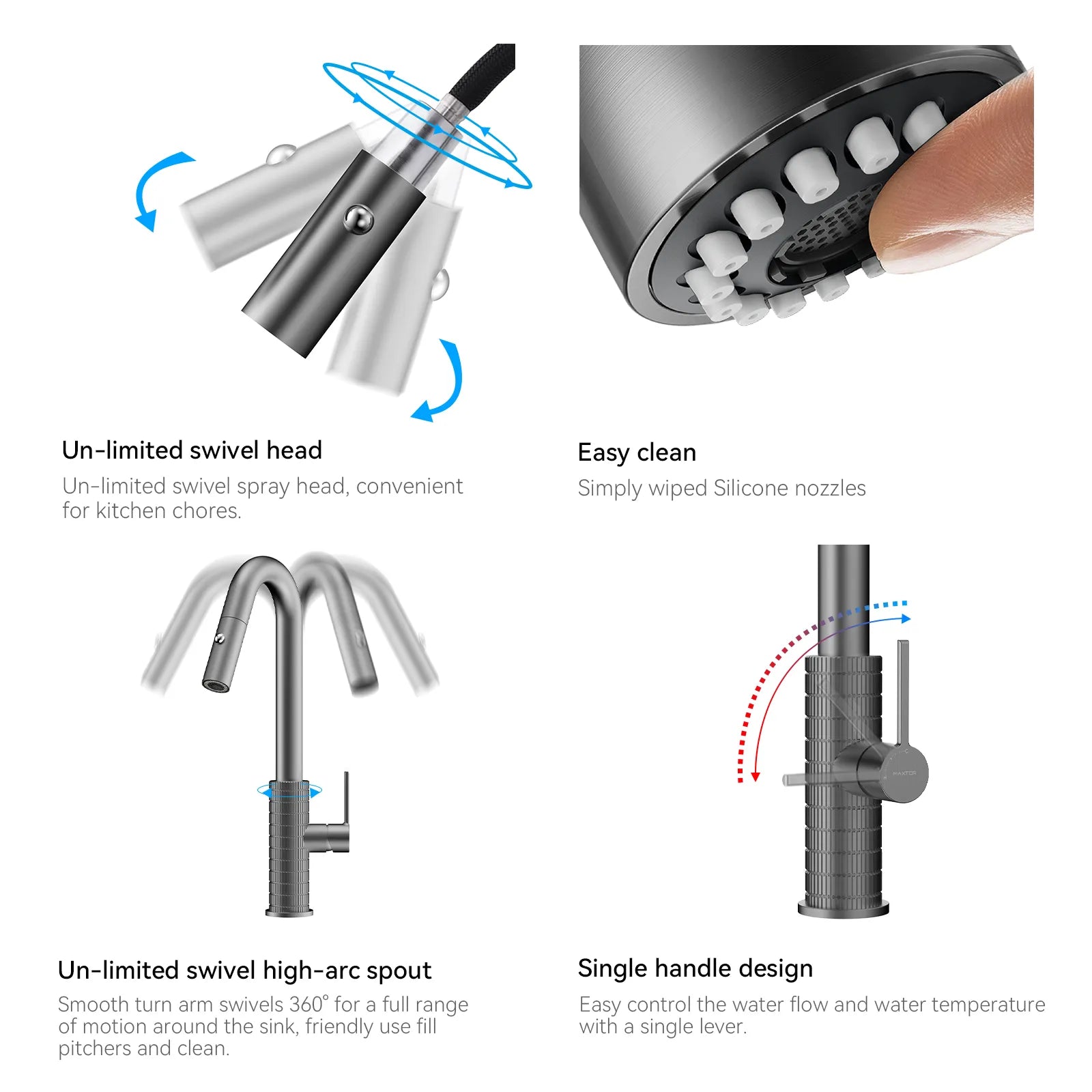 Knurled Pull-Down Kitchen Faucet – Dual-Function Spray – KFB1058B