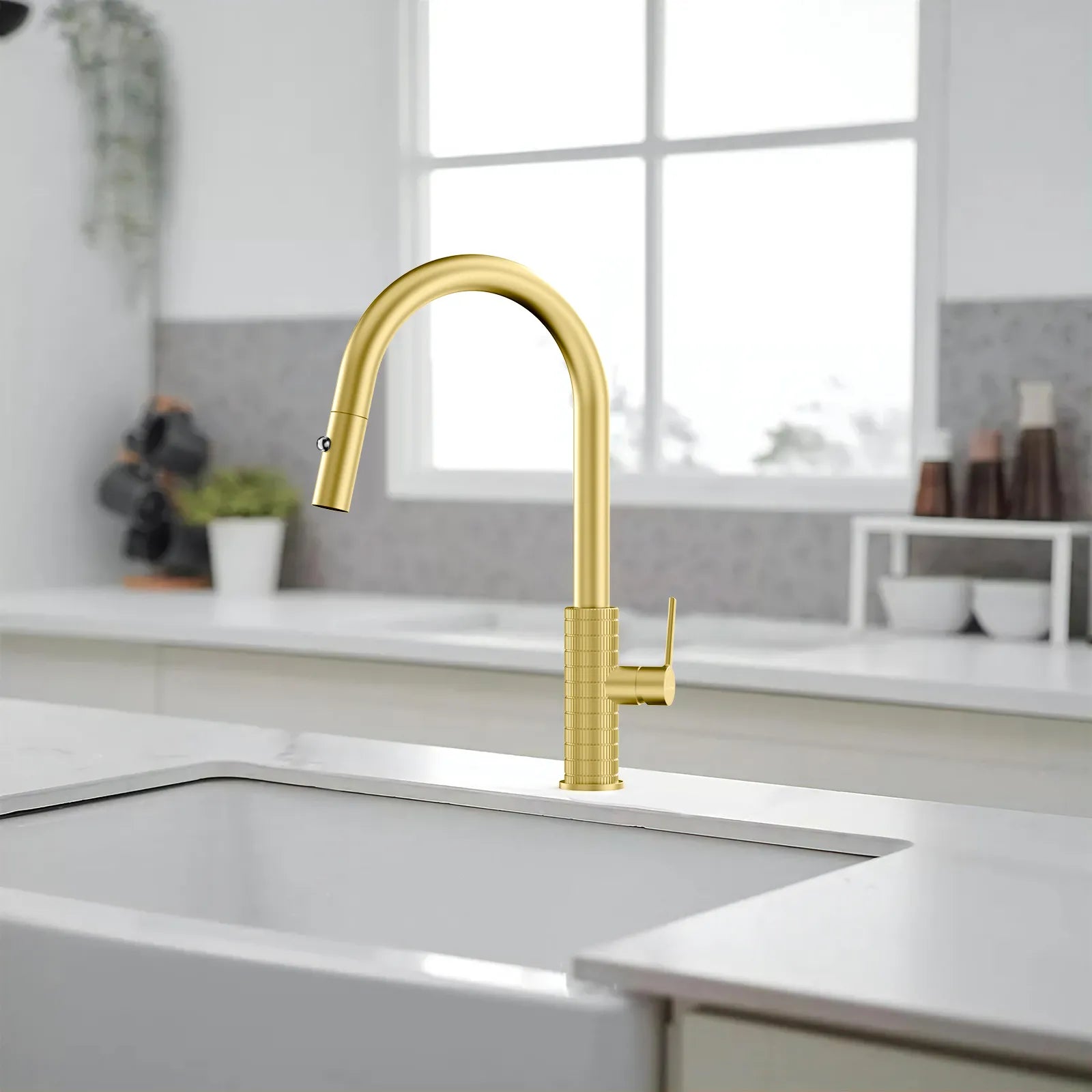 Knurled Pull-Down Kitchen Faucet – Dual-Function Spray – KFB1058