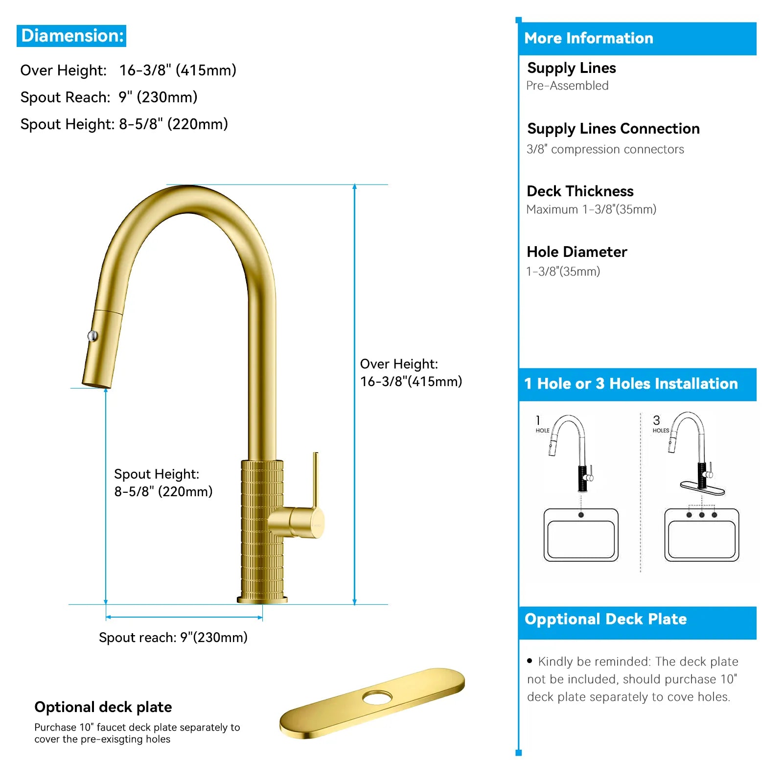Knurled Pull-Down Kitchen Faucet – Dual-Function Spray – KFB1058