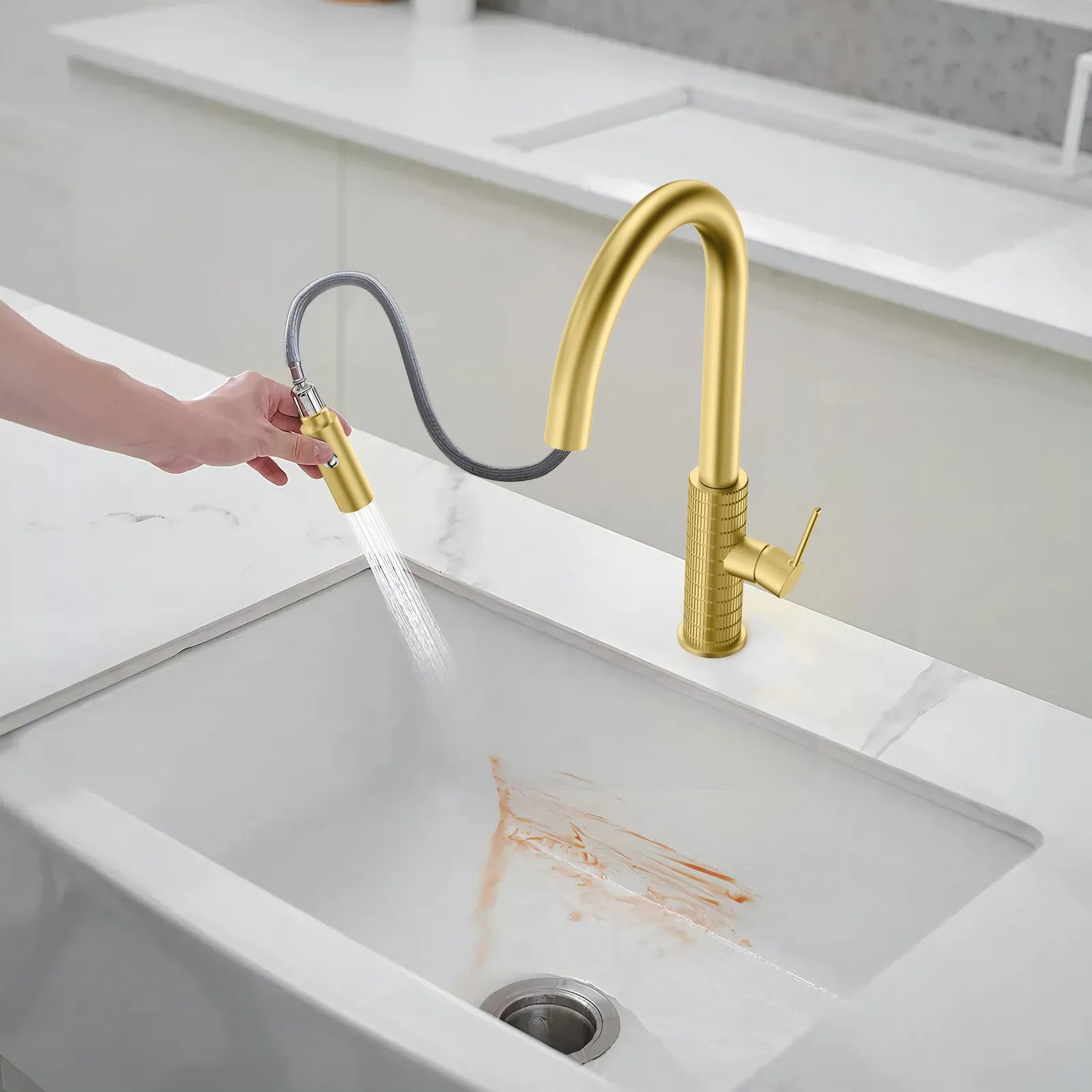 Knurled Pull-Down Kitchen Faucet – Dual-Function Spray – KFB1058