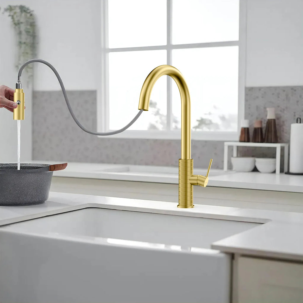 Knurled Pull-Down Kitchen Faucet – Dual-Function Spray – KFB1058