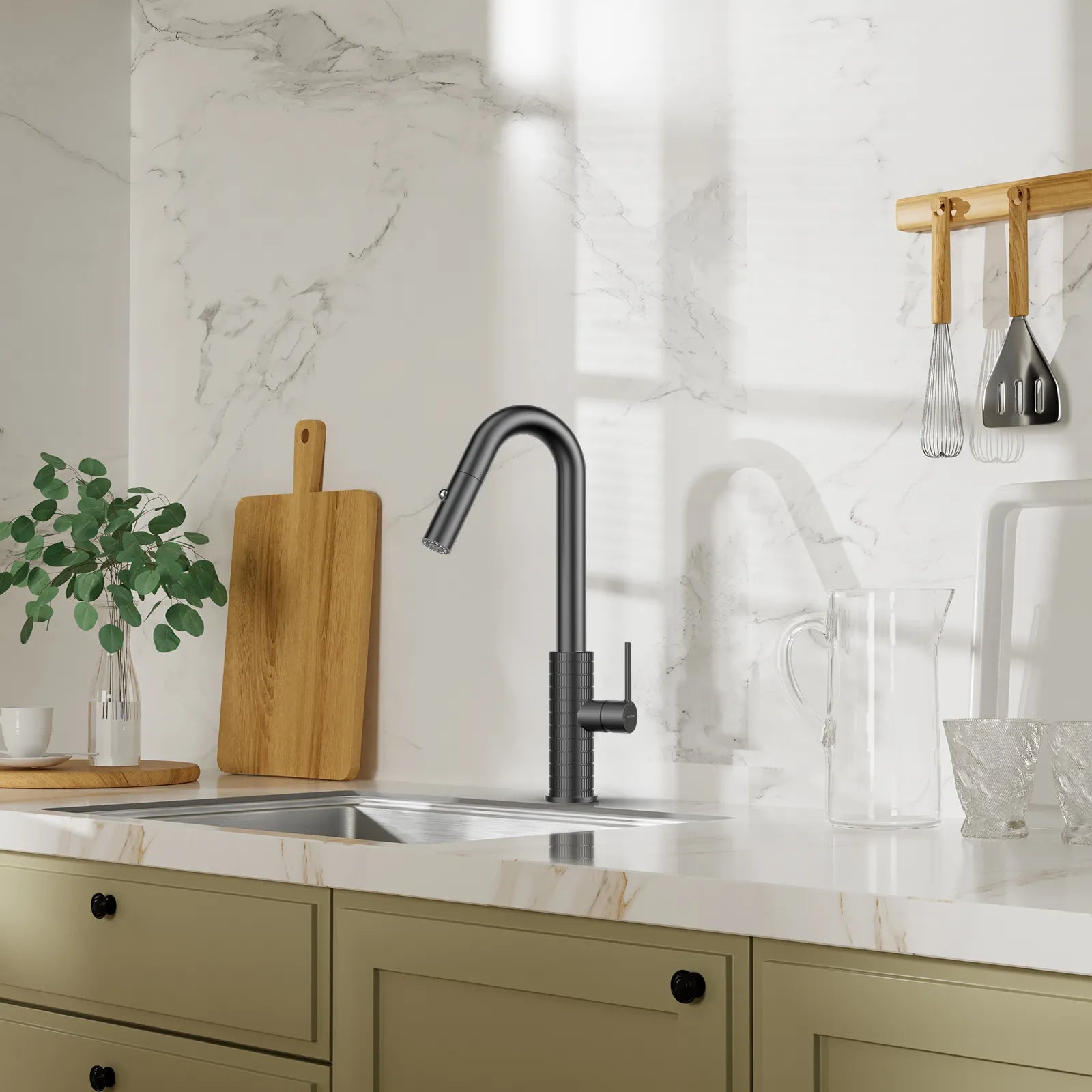 Knurled Pull-Down Kitchen Faucet – Dual-Function Spray – KFB1058B