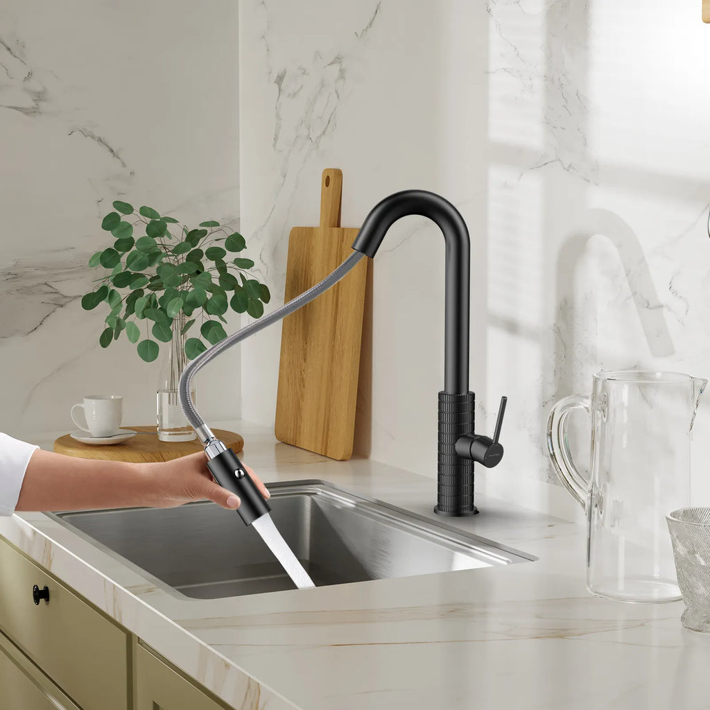 Knurled Pull-Down Kitchen Faucet – Dual-Function Spray – KFB1058B