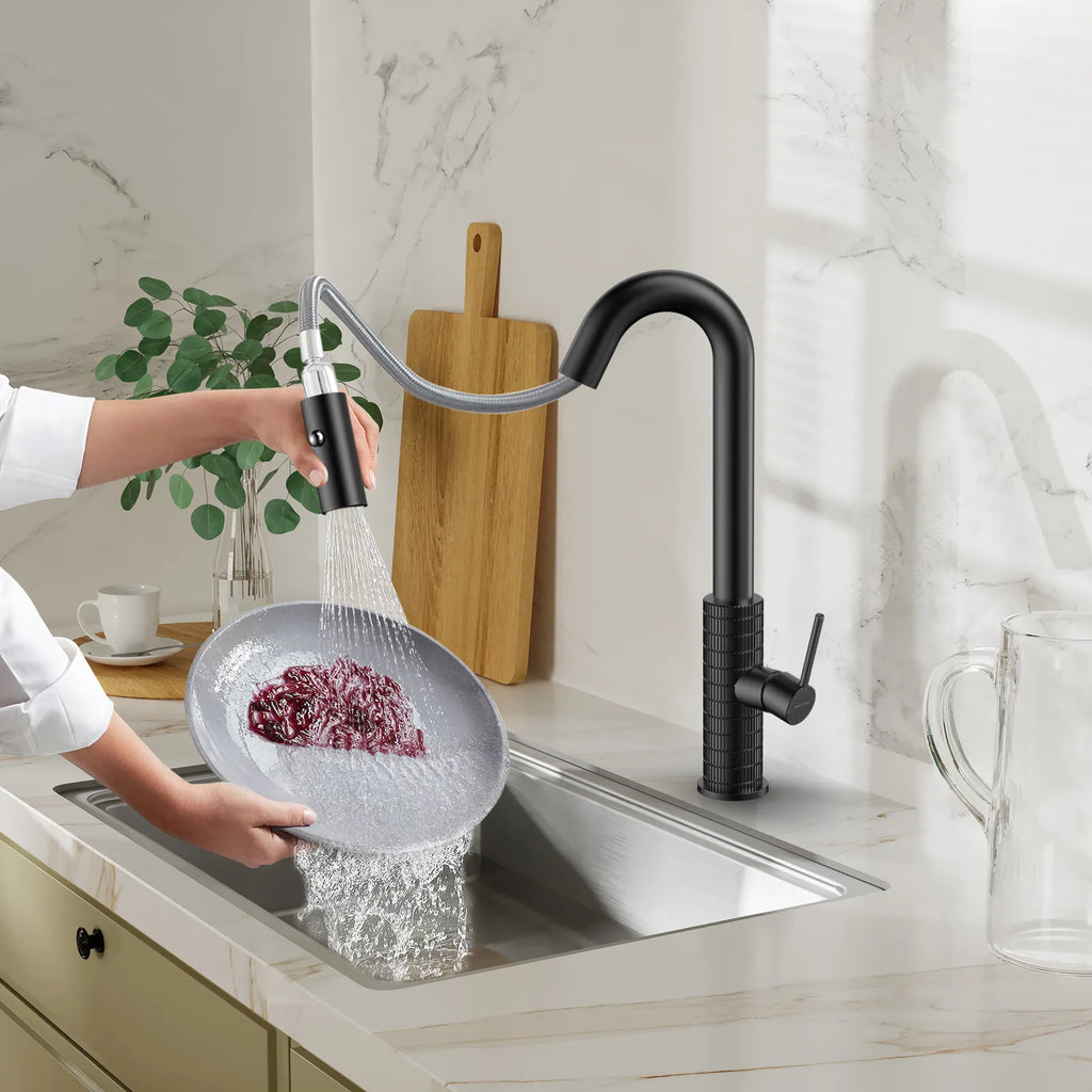 Knurled Pull-Down Kitchen Faucet – Dual-Function Spray – KFB1058B