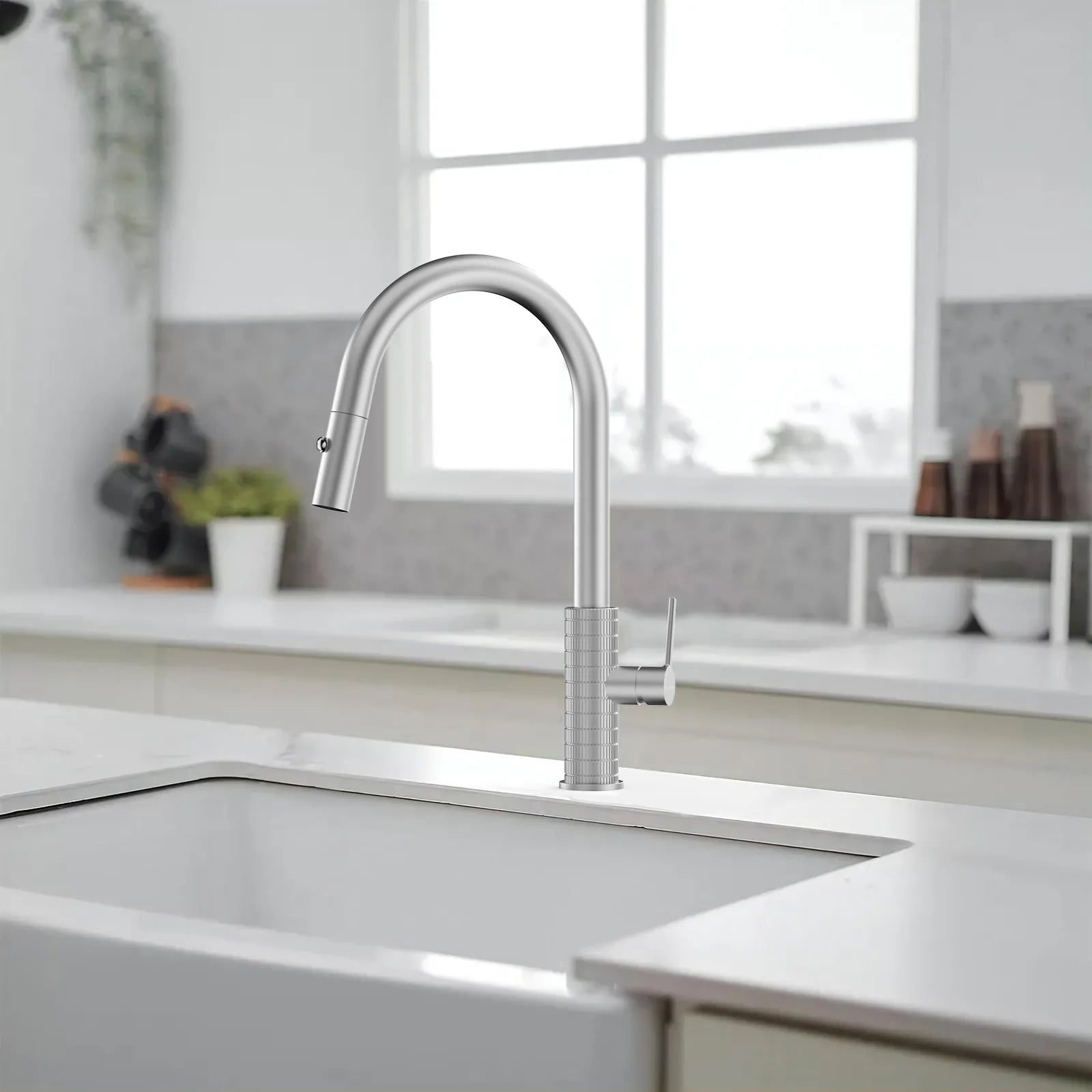 Knurled Pull-Down Kitchen Faucet – Dual-Function Spray – KFB1058