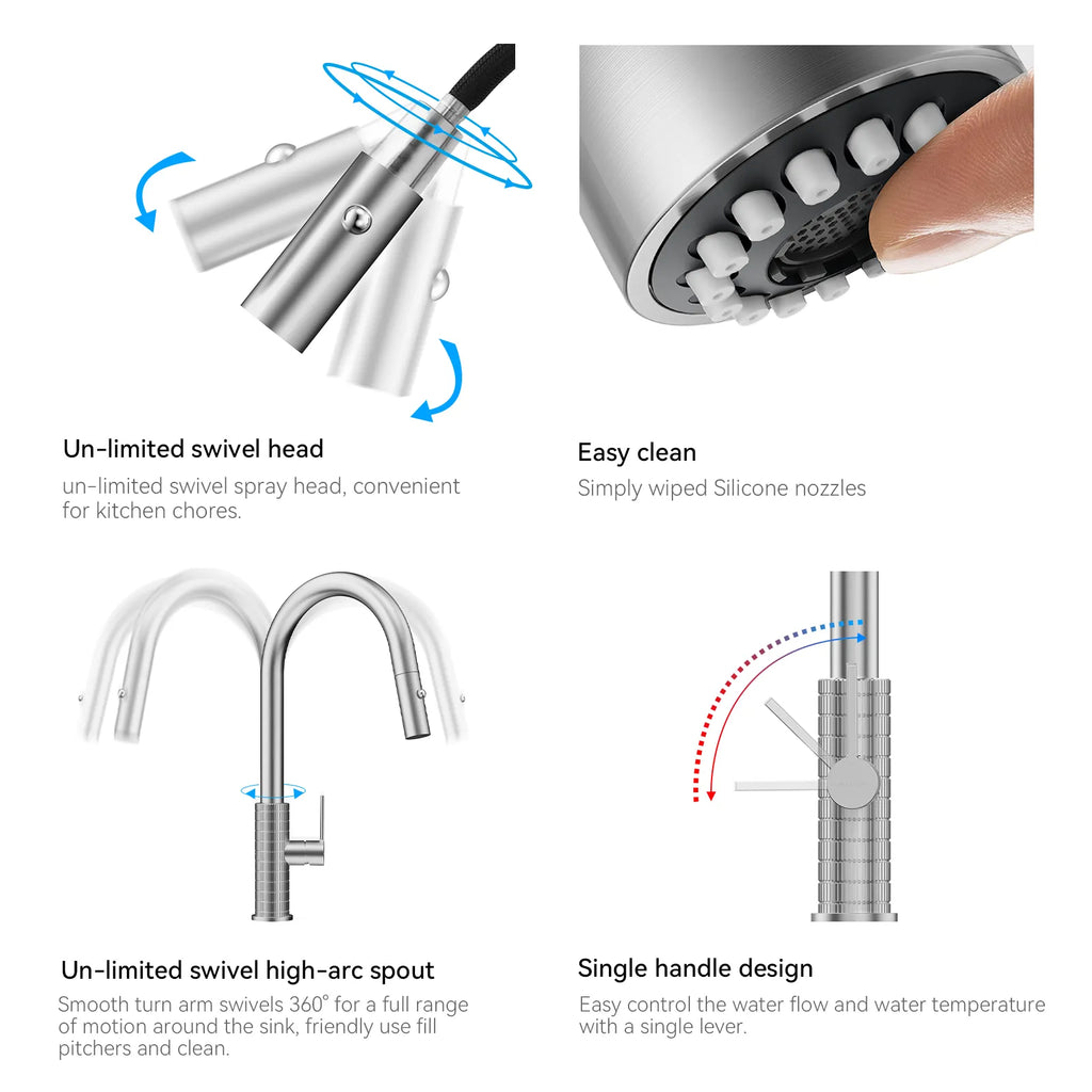 Knurled Pull-Down Kitchen Faucet – Dual-Function Spray – KFB1058