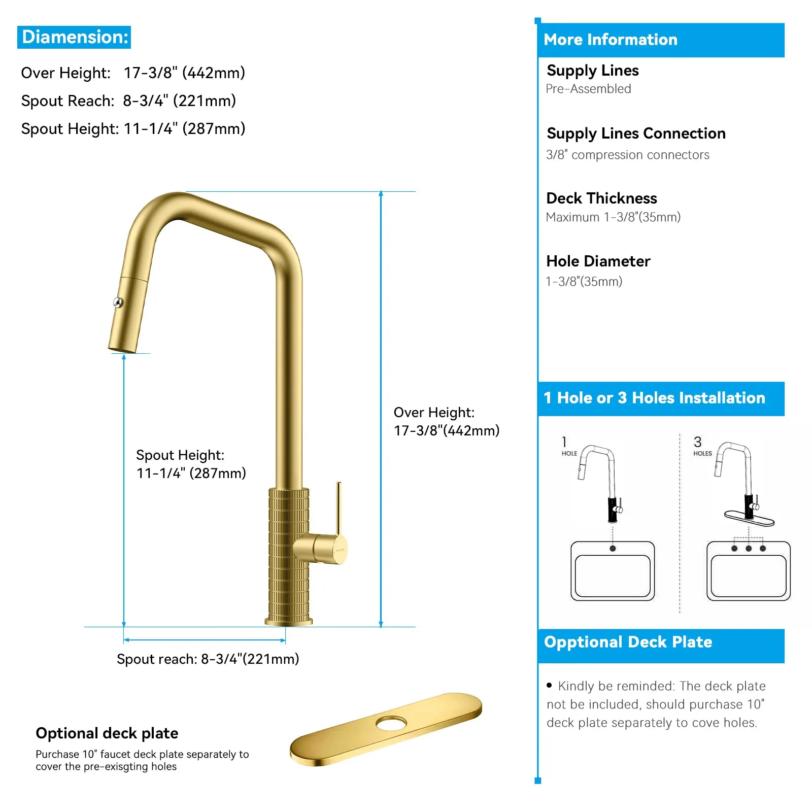 Knurled Pull-Down Kitchen Faucet – Dual-Function Spray – KFB1058C