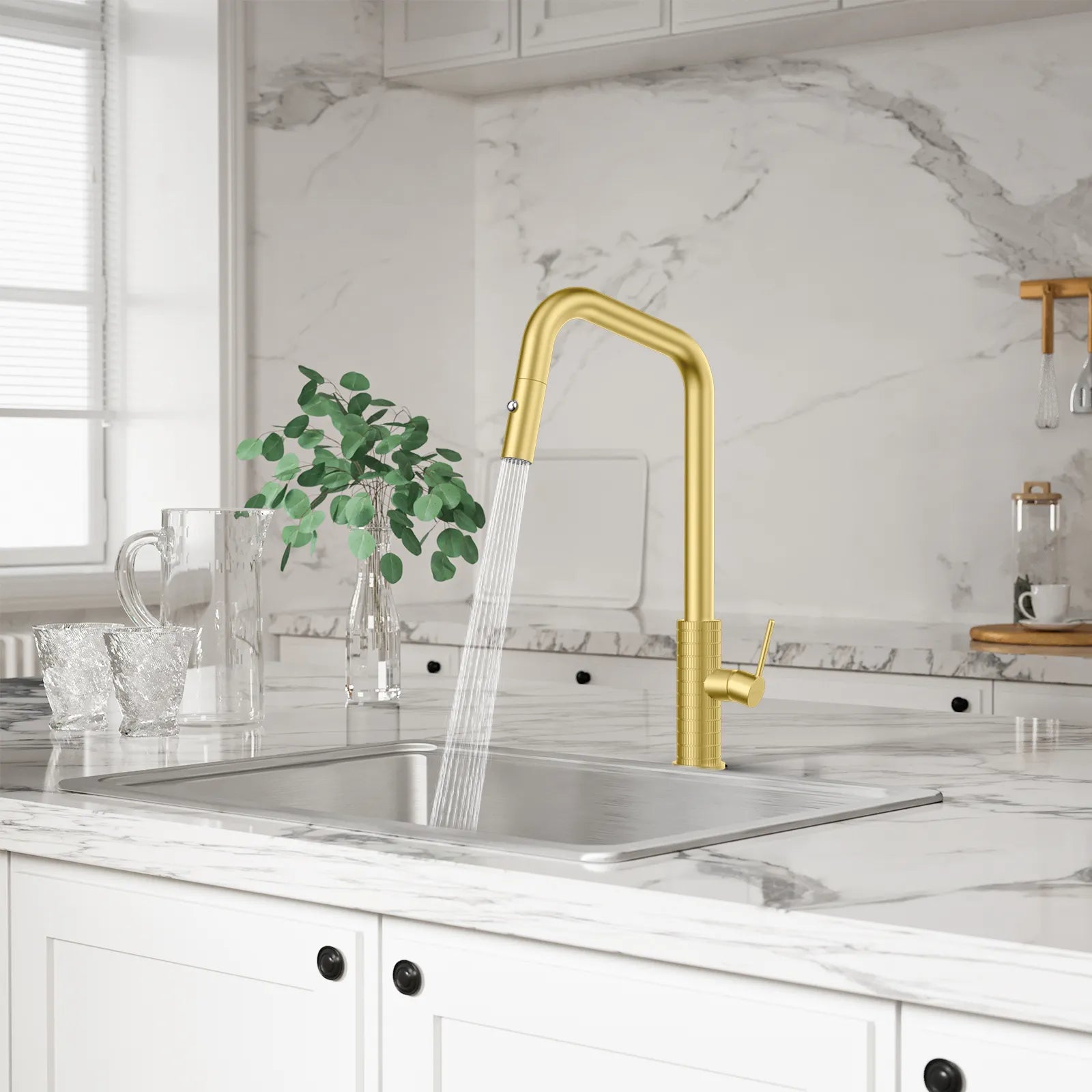 Knurled Pull-Down Kitchen Faucet – Dual-Function Spray – KFB1058C