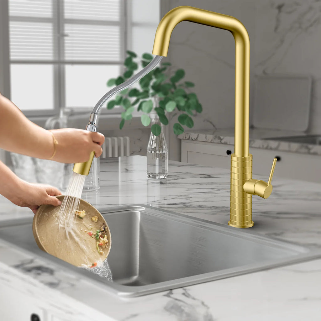 Knurled Pull-Down Kitchen Faucet – Dual-Function Spray – KFB1058C