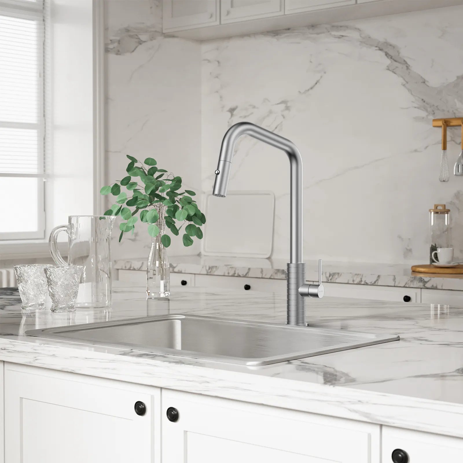 Knurled Pull-Down Kitchen Faucet – Dual-Function Spray – KFB1058C