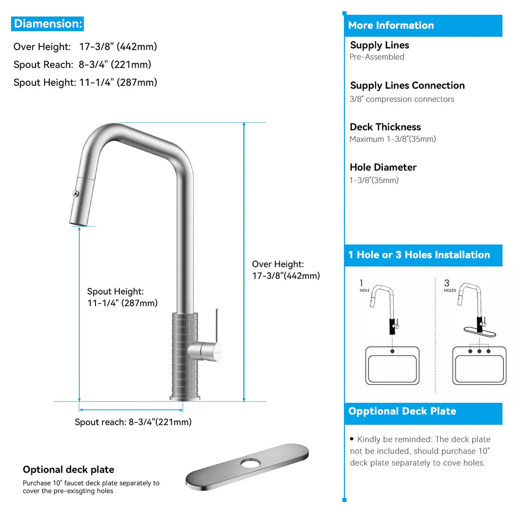 Knurled Pull-Down Kitchen Faucet – Dual-Function Spray – KFB1058C