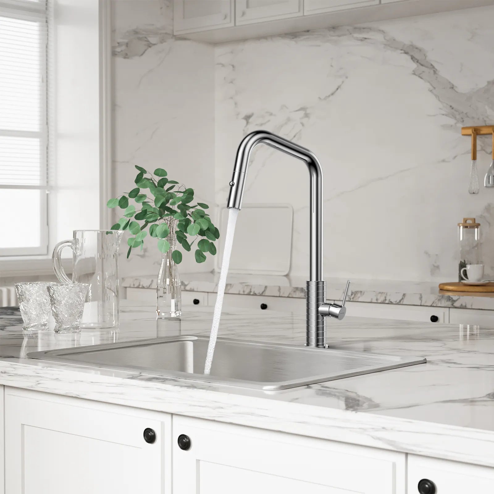 Knurled Pull-Down Kitchen Faucet – Dual-Function Spray – KFB1058C