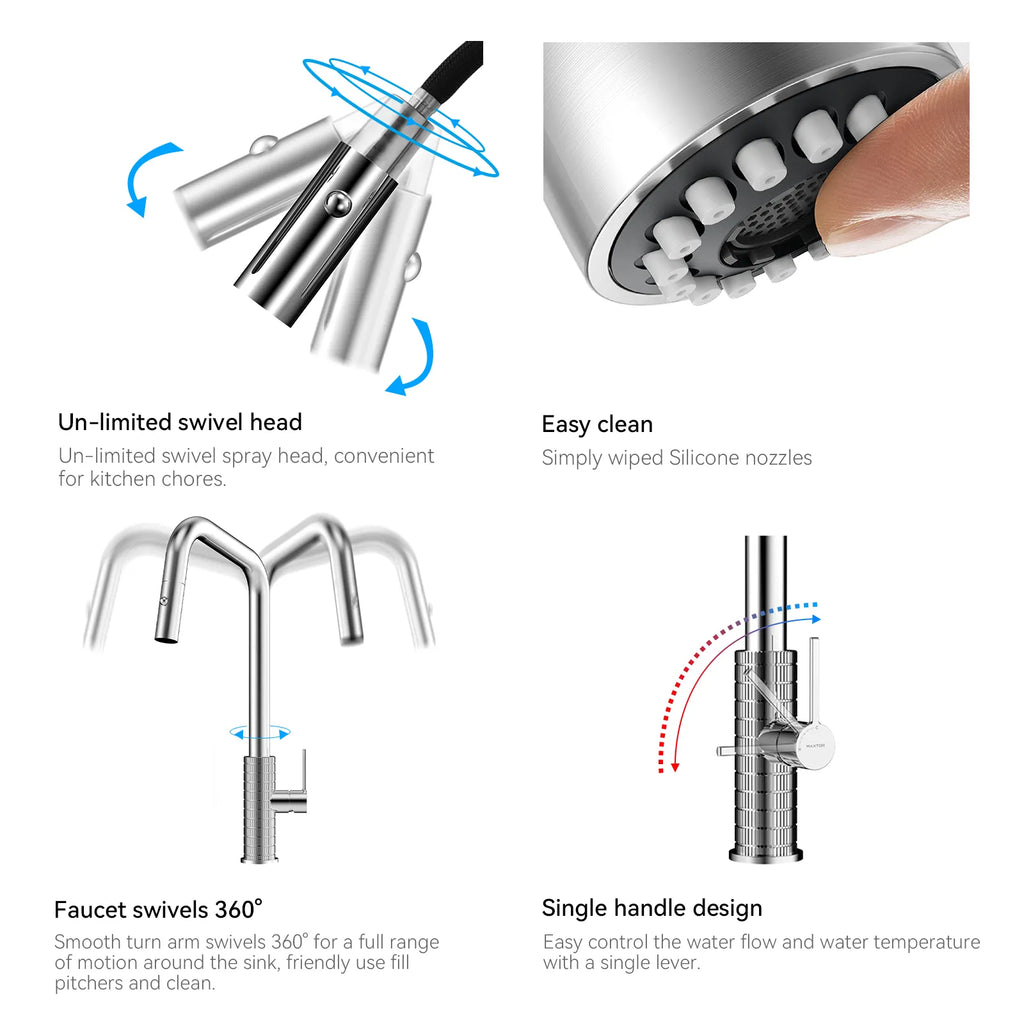 Knurled Pull-Down Kitchen Faucet – Dual-Function Spray – KFB1058C