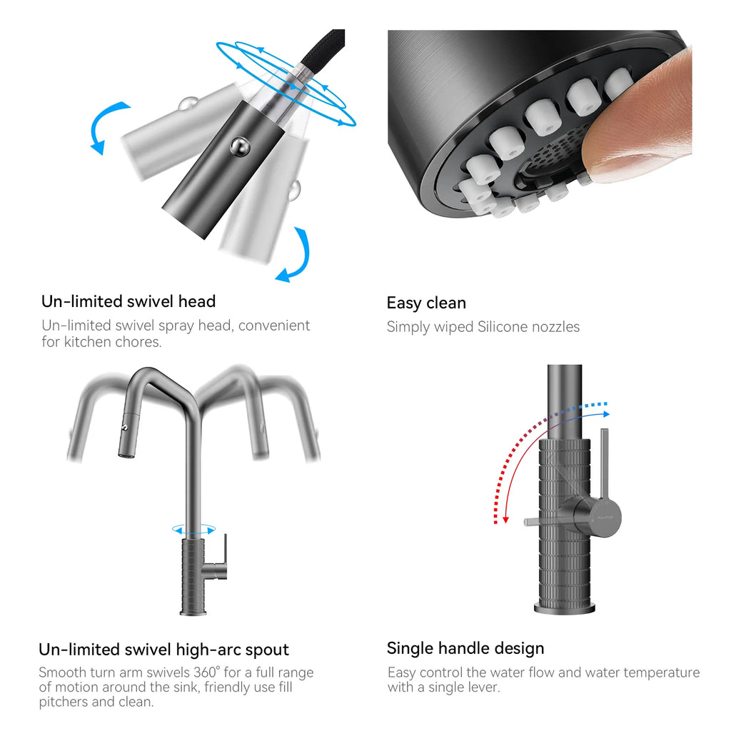 Knurled Pull-Down Kitchen Faucet – Dual-Function Spray – KFB1058C