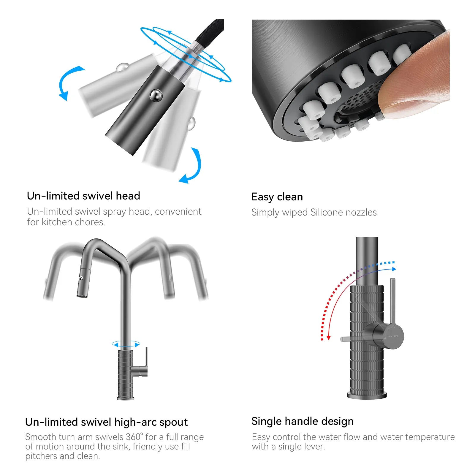 Knurled Pull-Down Kitchen Faucet – Dual-Function Spray – KFB1058C