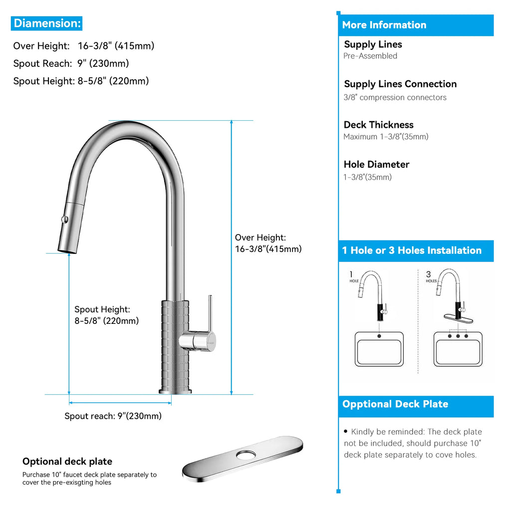 Knurled Pull-Down Kitchen Faucet – Dual-Function Spray – KFB1058