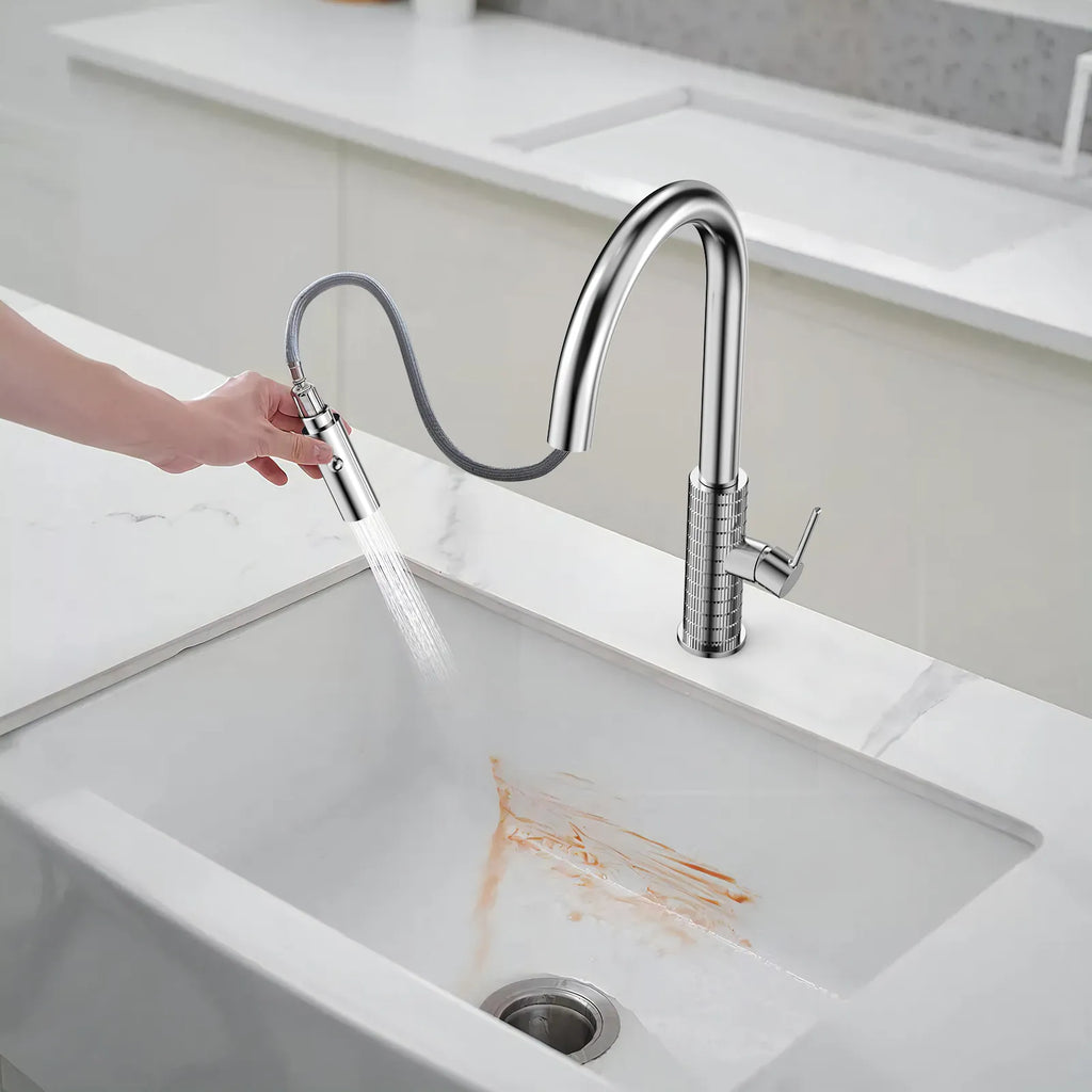 Knurled Pull-Down Kitchen Faucet – Dual-Function Spray – KFB1058
