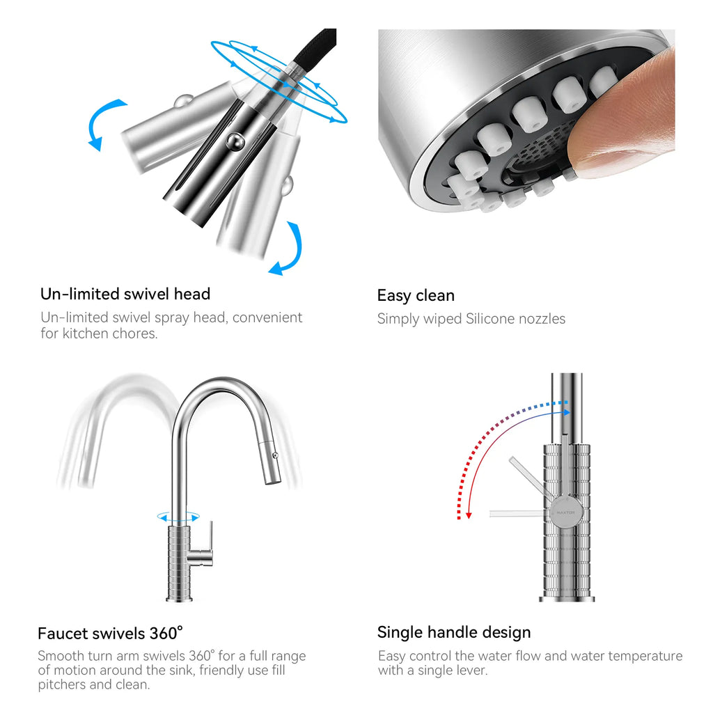 Knurled Pull-Down Kitchen Faucet – Dual-Function Spray – KFB1058