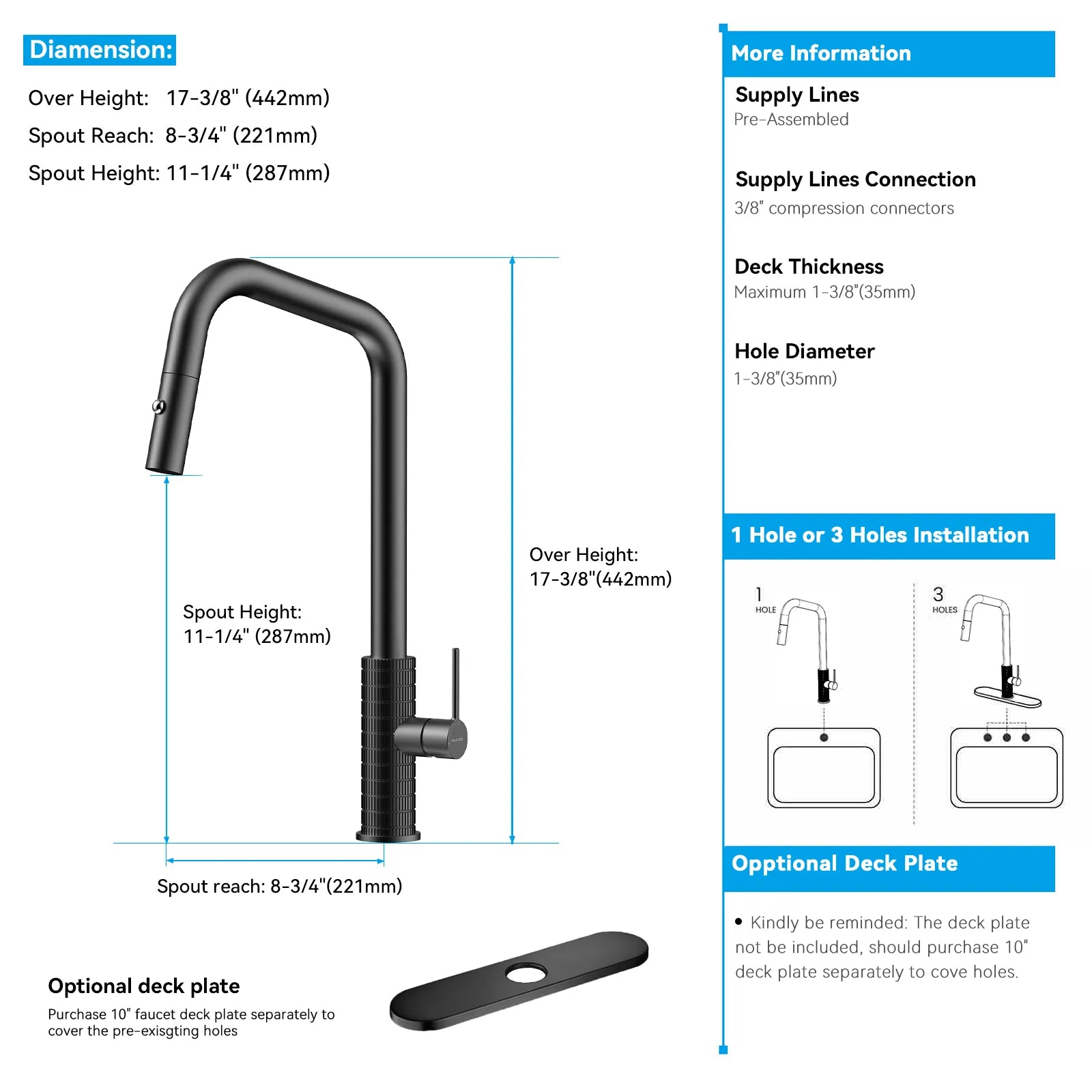 Knurled Pull-Down Kitchen Faucet – Dual-Function Spray – KFB1058C
