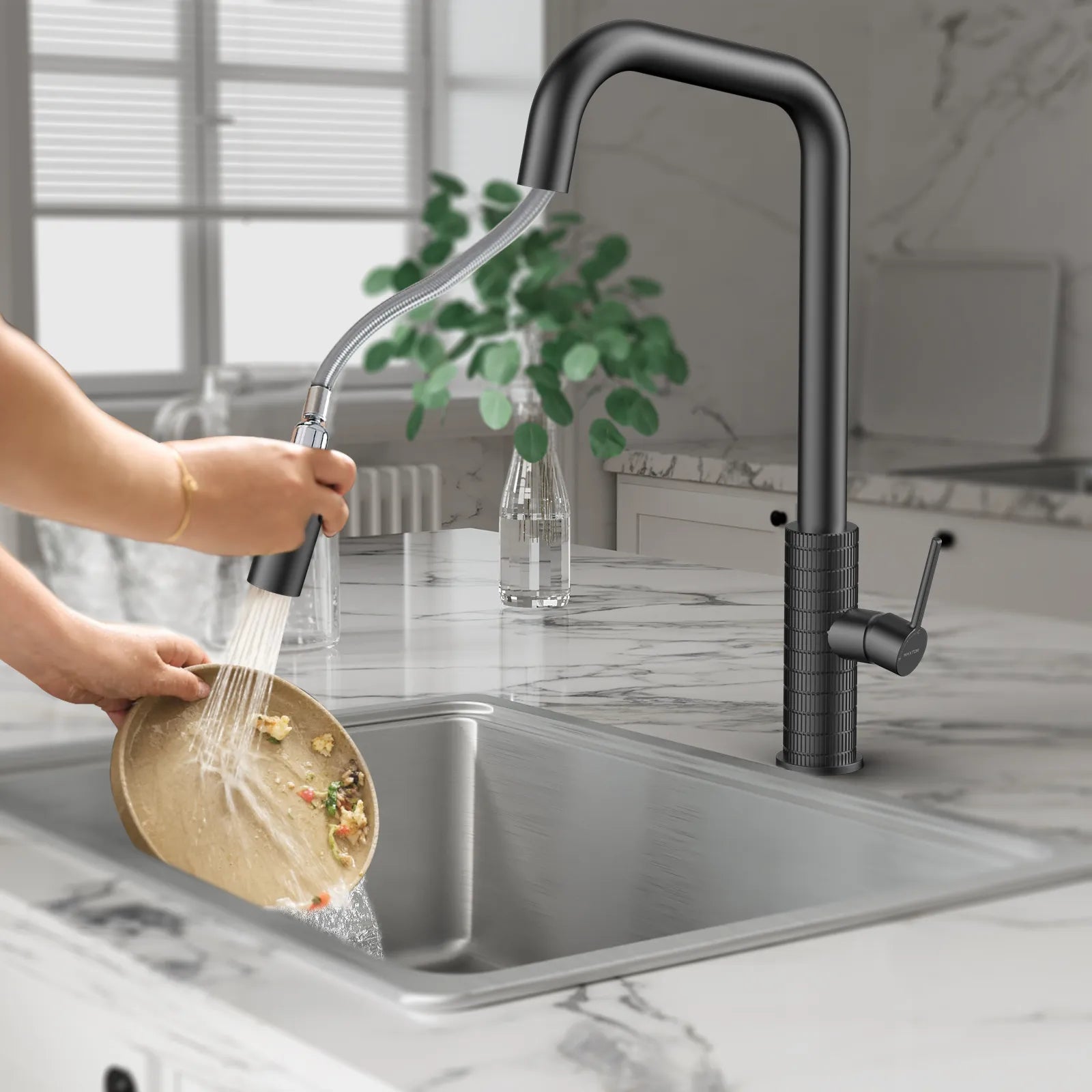 Knurled Pull-Down Kitchen Faucet – Dual-Function Spray – KFB1058C