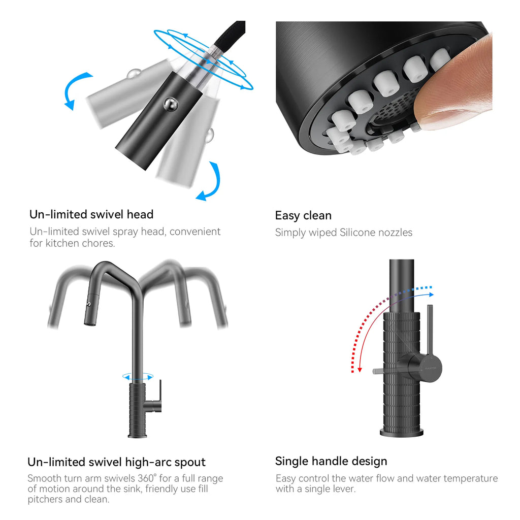 Knurled Pull-Down Kitchen Faucet – Dual-Function Spray – KFB1058C