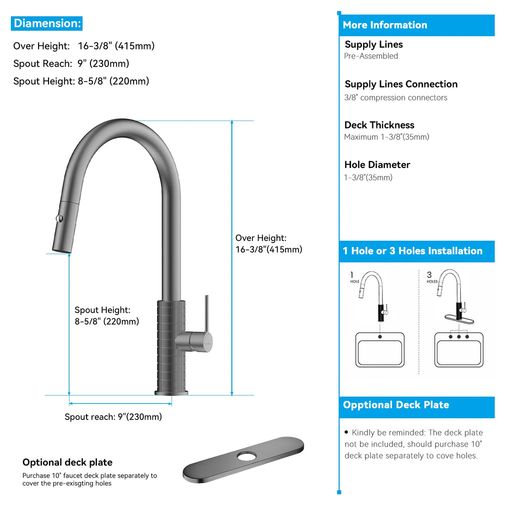 Knurled Pull-Down Kitchen Faucet – Dual-Function Spray – KFB1058