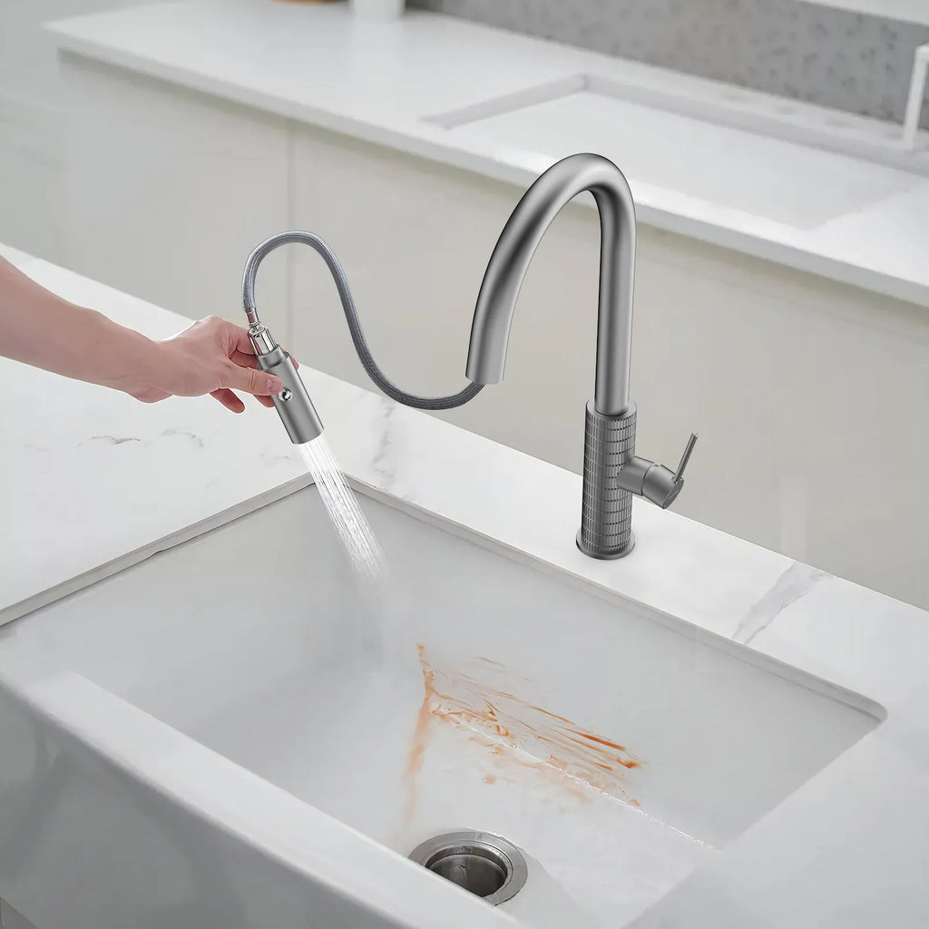 Knurled Pull-Down Kitchen Faucet – Dual-Function Spray – KFB1058