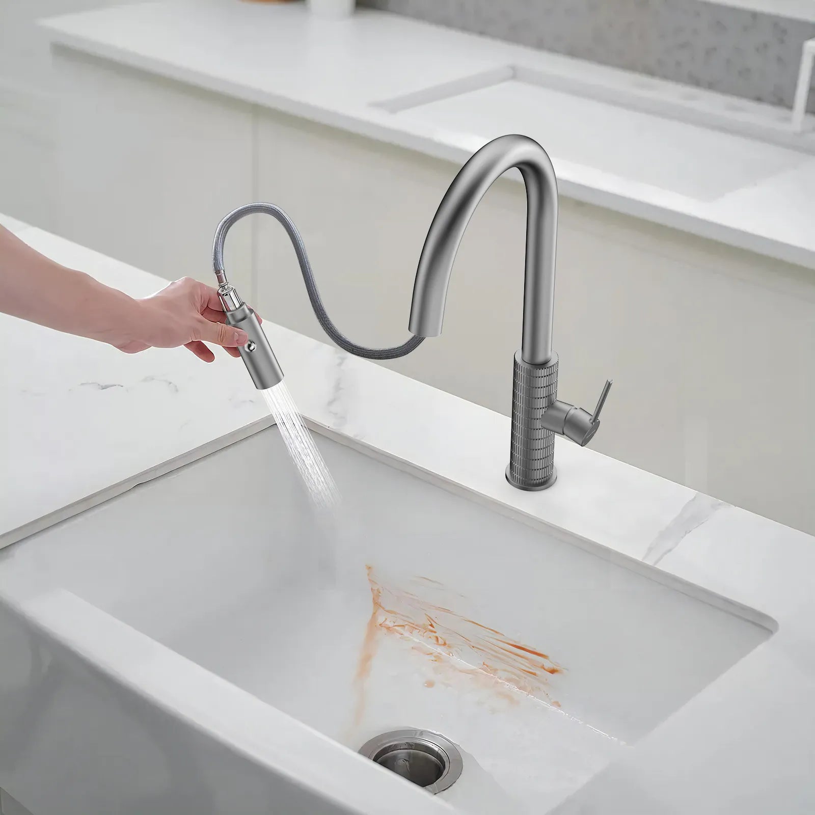 Knurled Pull-Down Kitchen Faucet – Dual-Function Spray – KFB1058