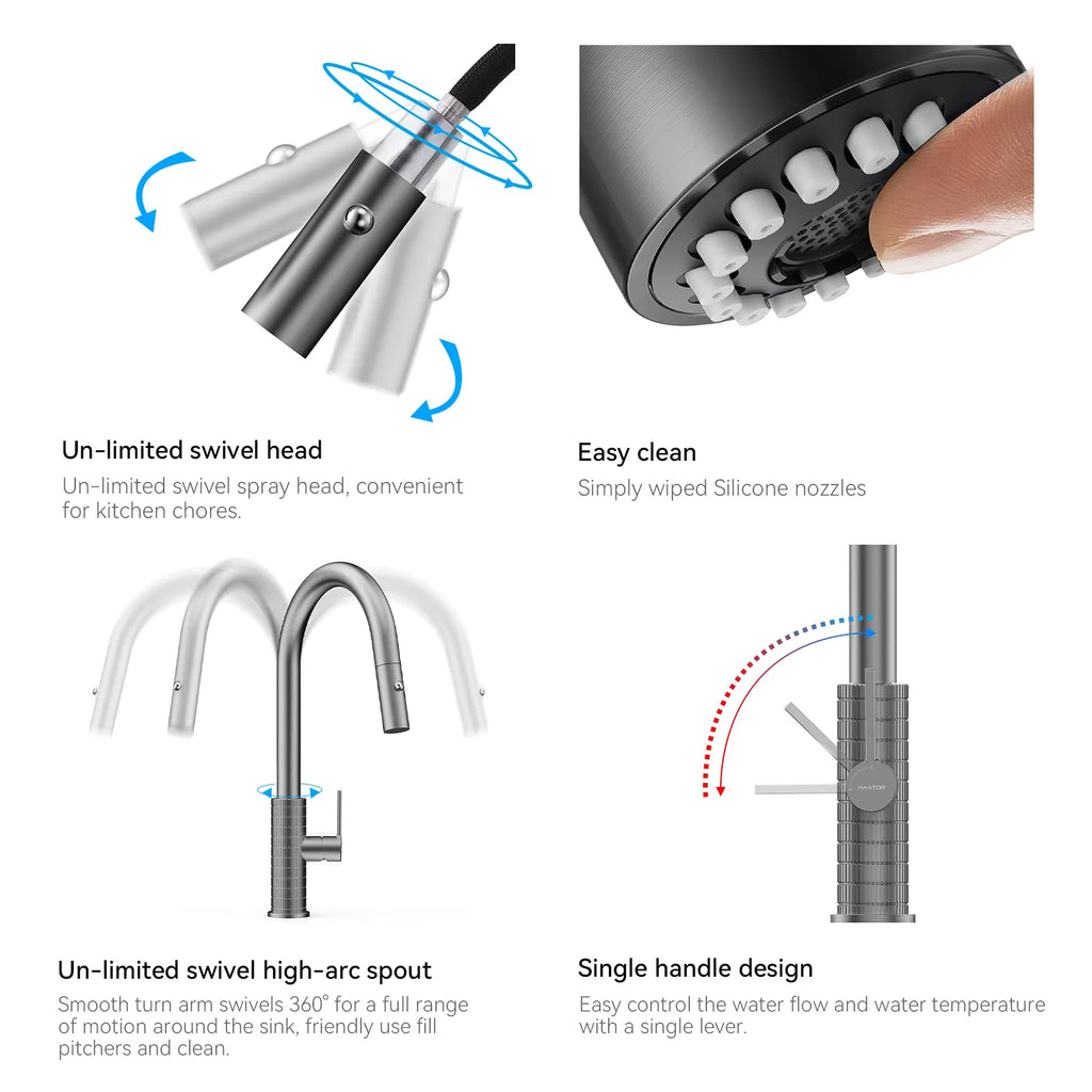 Knurled Pull-Down Kitchen Faucet – Dual-Function Spray – KFB1058