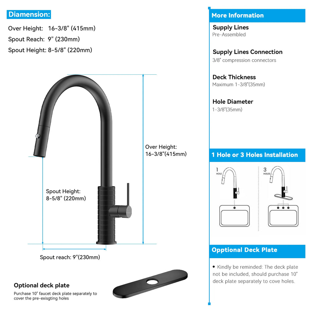 Knurled Pull-Down Kitchen Faucet – Dual-Function Spray – KFB1058