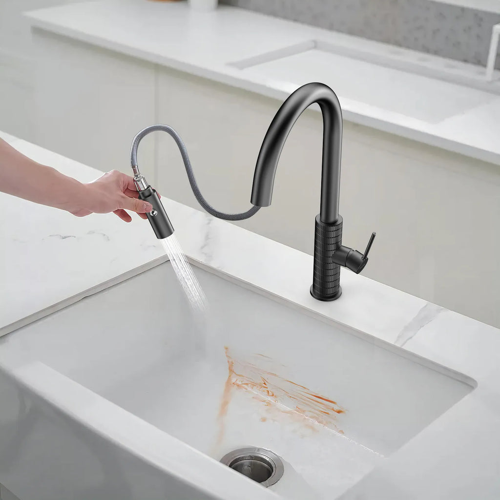 Knurled Pull-Down Kitchen Faucet – Dual-Function Spray – KFB1058