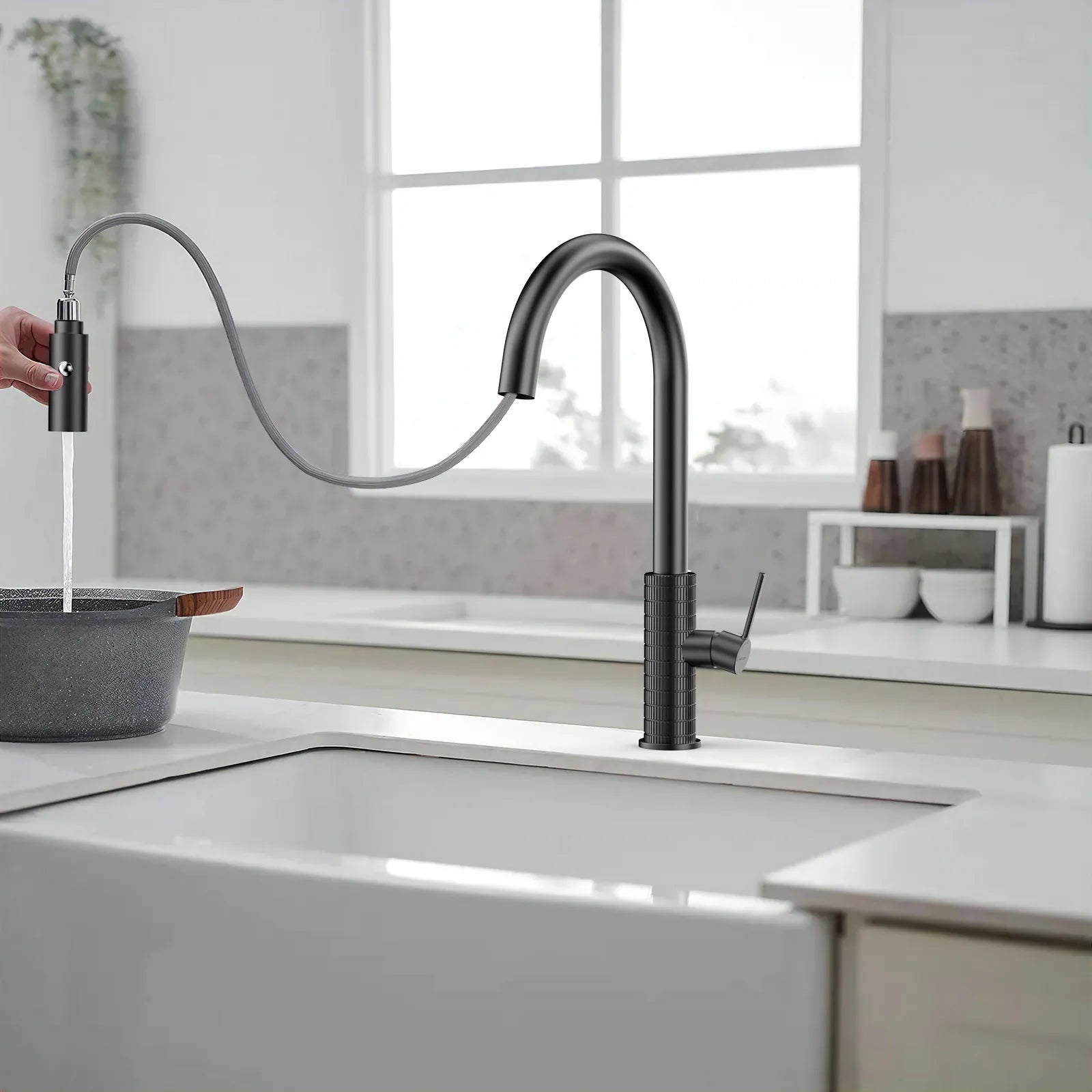 Knurled Pull-Down Kitchen Faucet – Dual-Function Spray – KFB1058