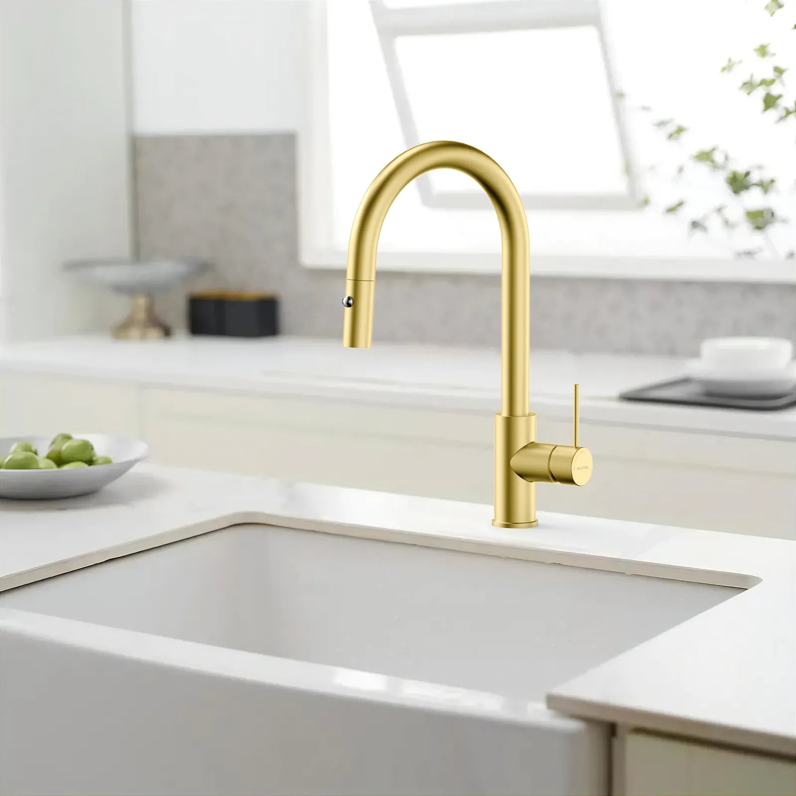 High-Arc Solid Brass Pull-Down Kitchen Faucet – Dual-Function Spray – KFB1059