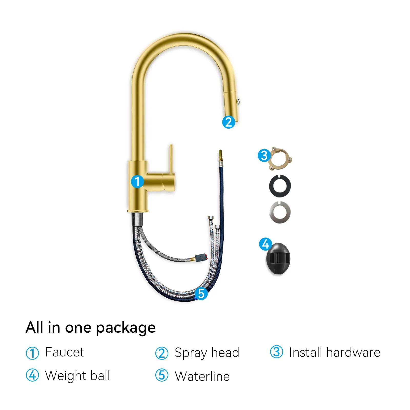 High-Arc Solid Brass Pull-Down Kitchen Faucet – Dual-Function Spray – KFB1059