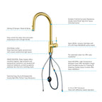 High-Arc Solid Brass Pull-Down Kitchen Faucet – Dual-Function Spray – KFB1059