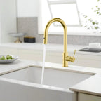 High-Arc Solid Brass Pull-Down Kitchen Faucet – Dual-Function Spray – KFB1059