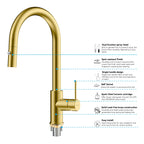 High-Arc Solid Brass Pull-Down Kitchen Faucet – Dual-Function Spray – KFB1059