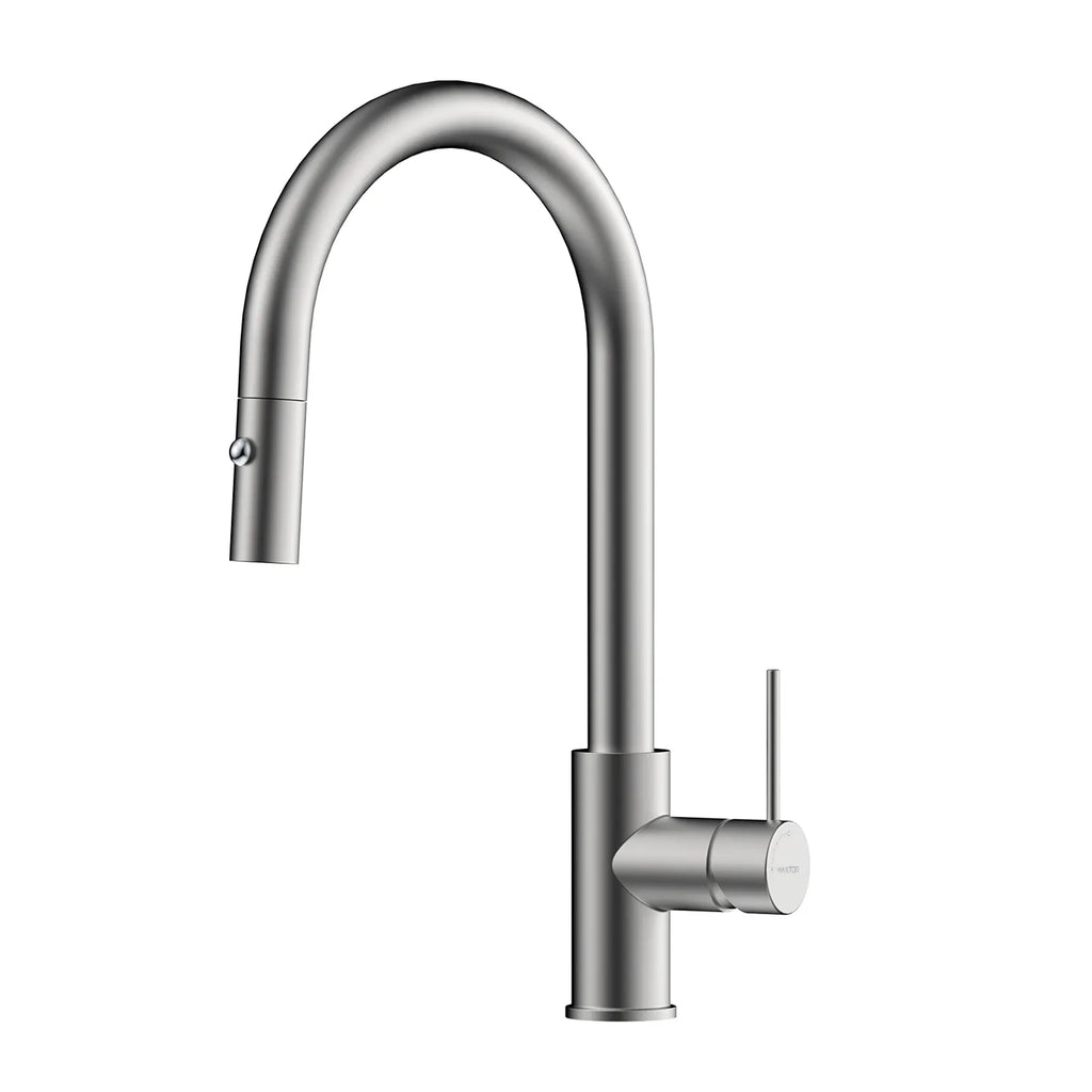 High-Arc Solid Brass Pull-Down Kitchen Faucet – Dual-Function Spray – KFB1059 Brushed Nickel