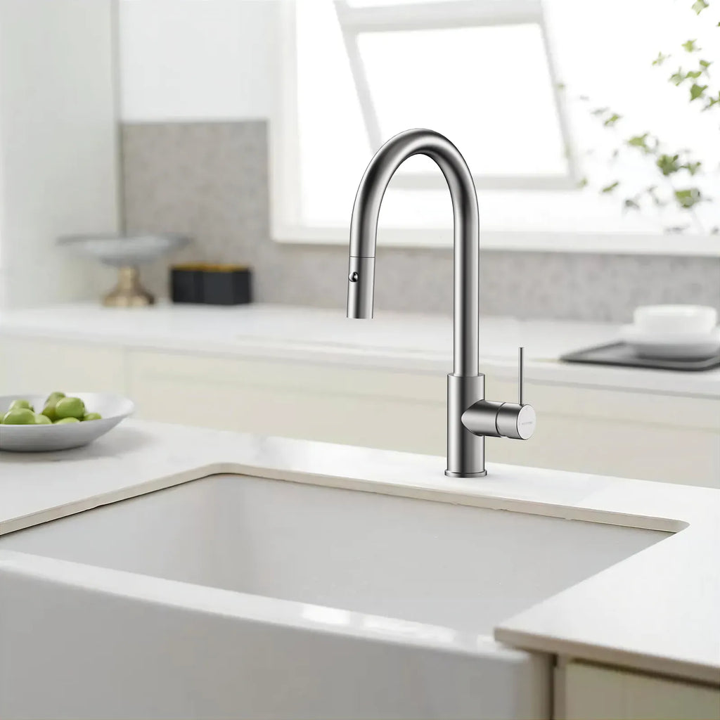 High-Arc Solid Brass Pull-Down Kitchen Faucet – Dual-Function Spray – KFB1059