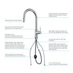 High-Arc Solid Brass Pull-Down Kitchen Faucet – Dual-Function Spray – KFB1059