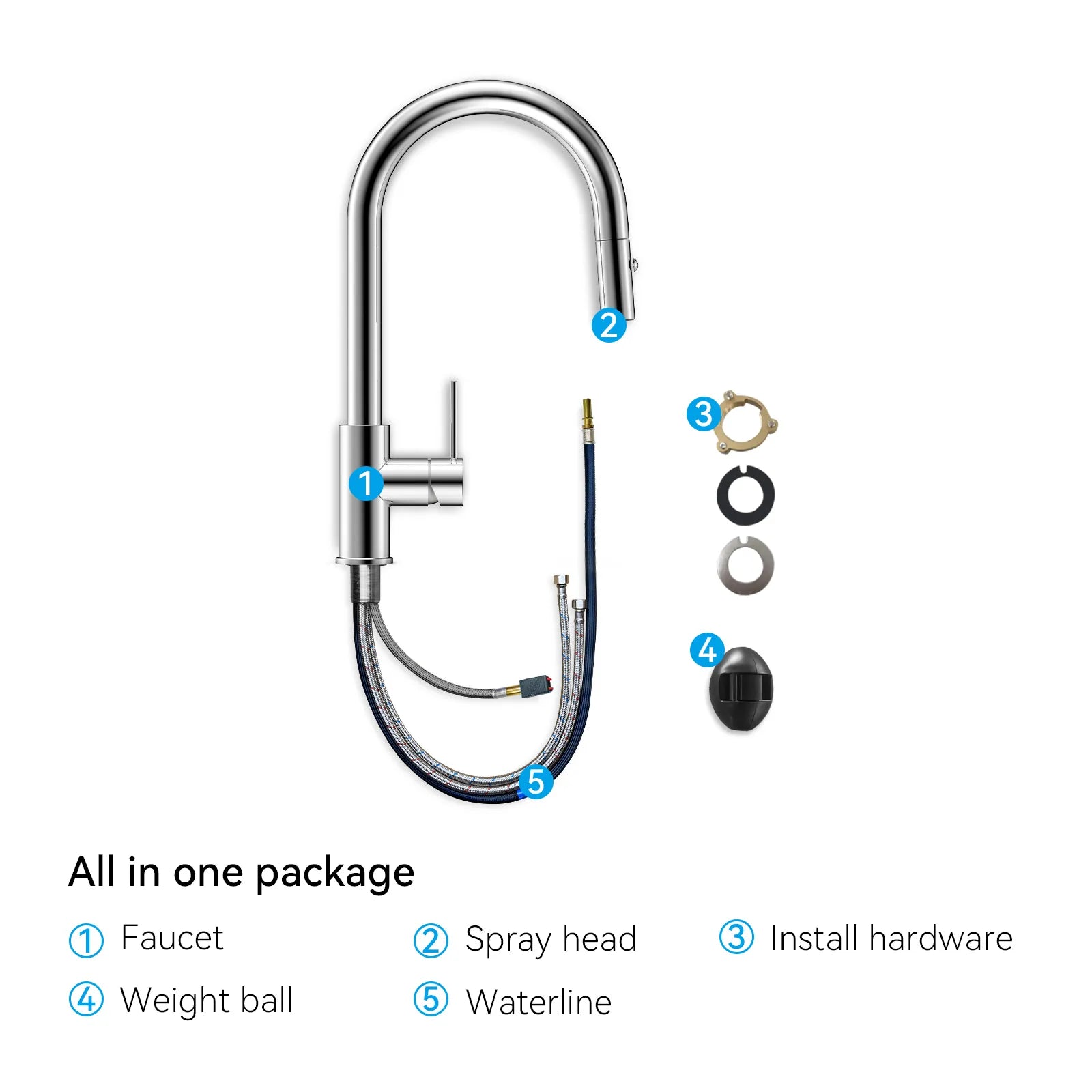 High-Arc Solid Brass Pull-Down Kitchen Faucet – Dual-Function Spray – KFB1059