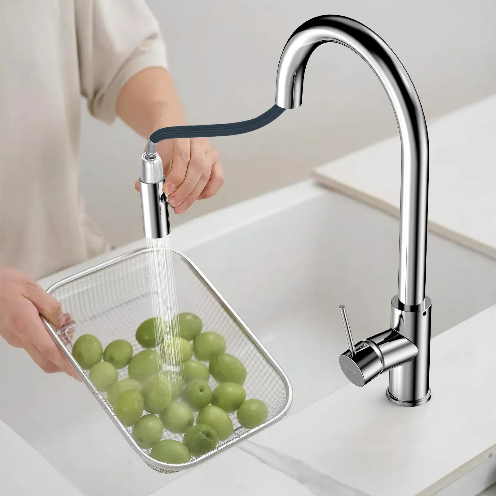 High-Arc Solid Brass Pull-Down Kitchen Faucet – Dual-Function Spray – KFB1059