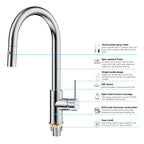 High-Arc Solid Brass Pull-Down Kitchen Faucet – Dual-Function Spray – KFB1059